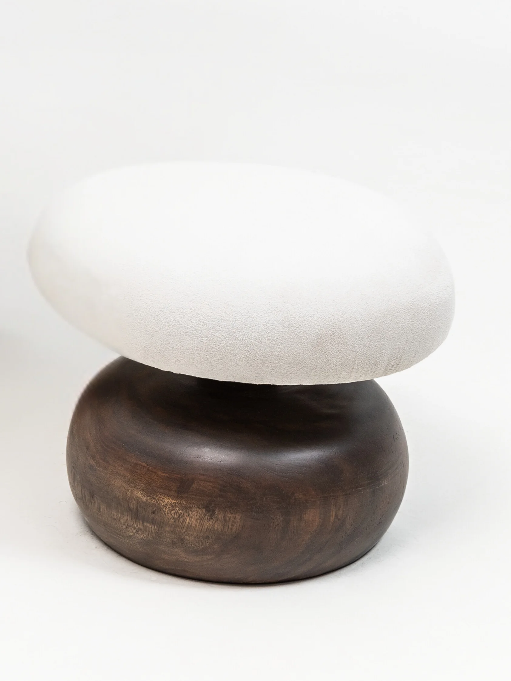 Contour Pebble Stool in wood and suede
